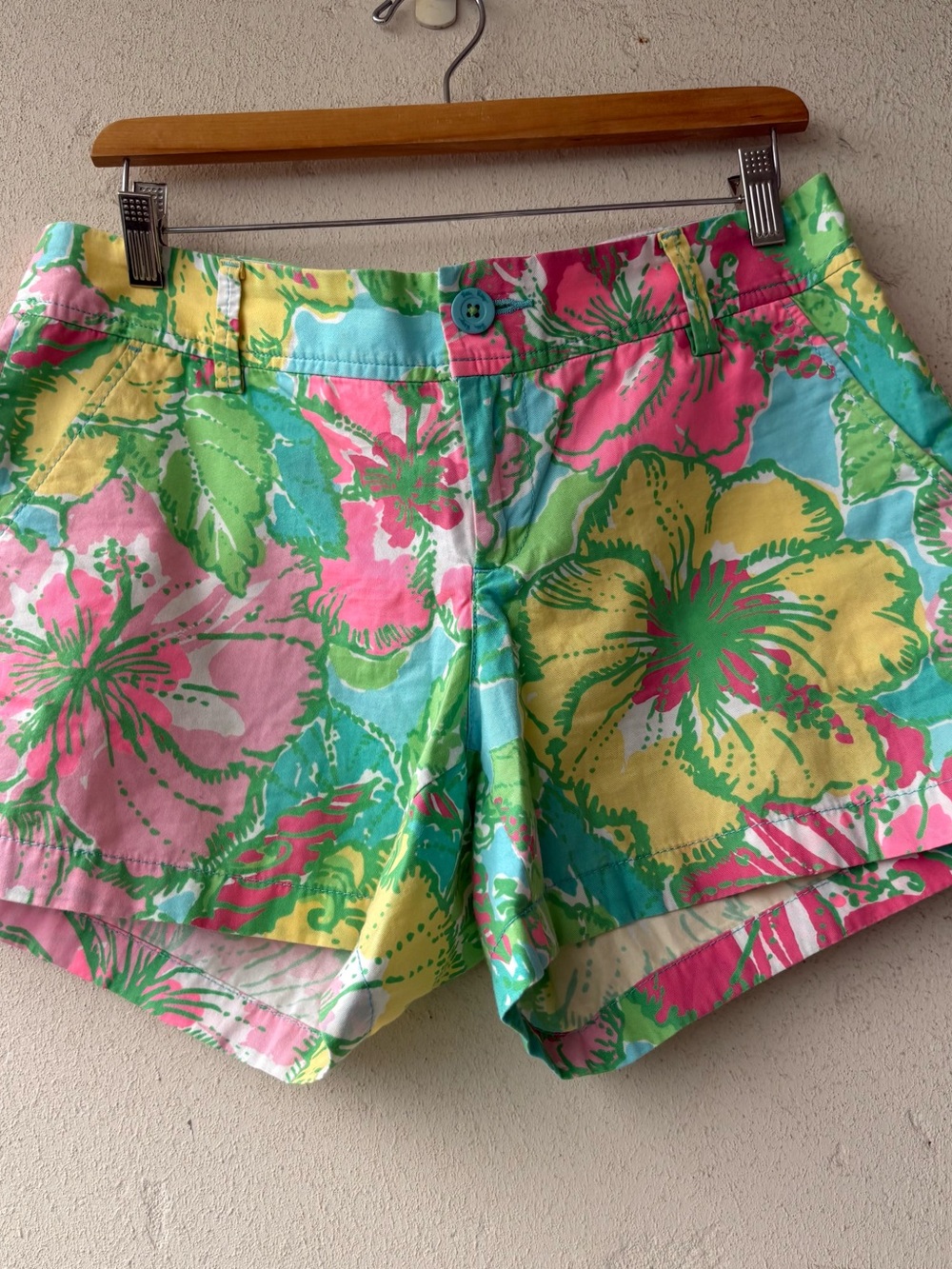 Lilly Pulitzer Tropical Floral Shorts in Pink, Yellow & Aqua